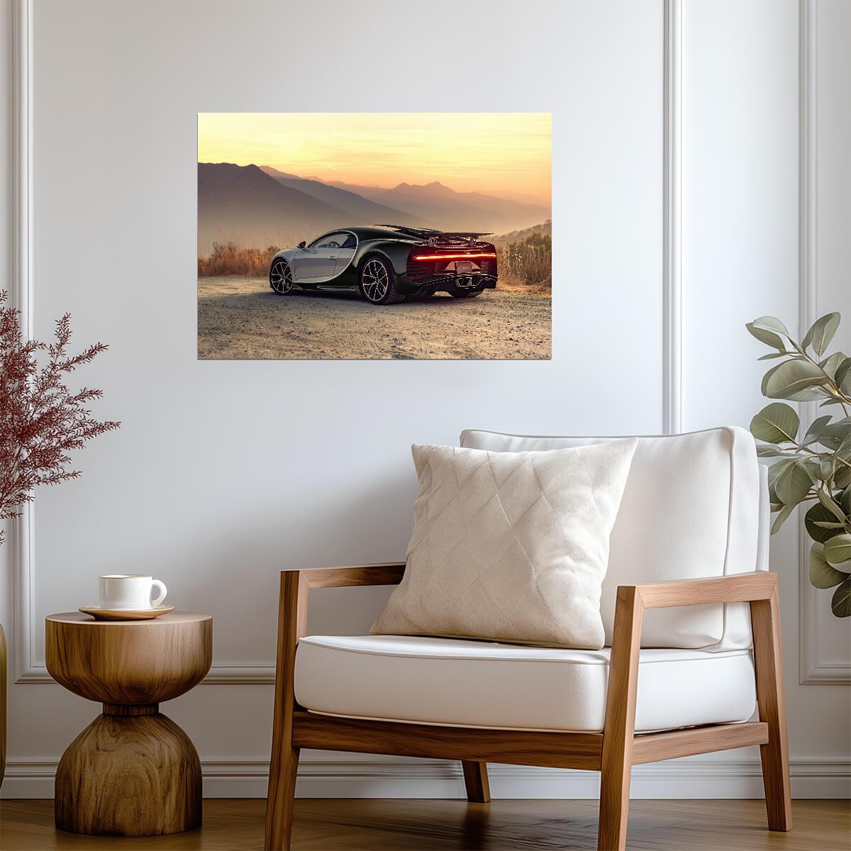 Bugatti Chiron | Two-Tone Hypercar Poster | Supercar at Sunset Photography - Cars Poster
