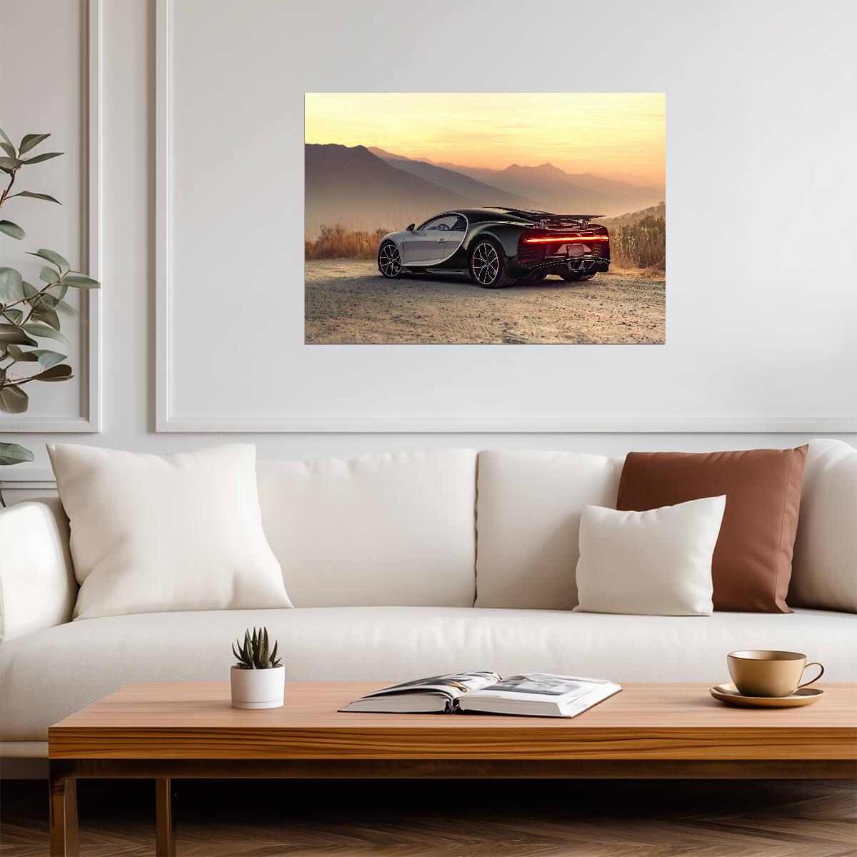 Bugatti Chiron | Two-Tone Hypercar Poster | Supercar at Sunset Photography - Cars Poster