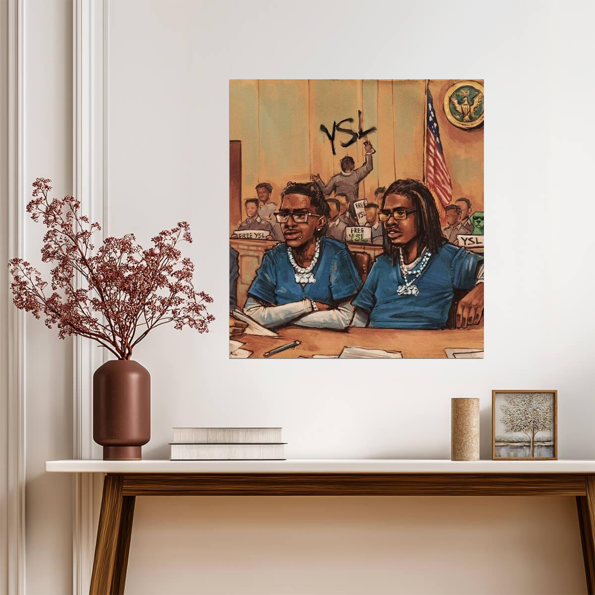 Young Thug & Gunna YSL Trial | Courtroom Sketch Art | Free YSL Hip Hop Poster - Music Poster