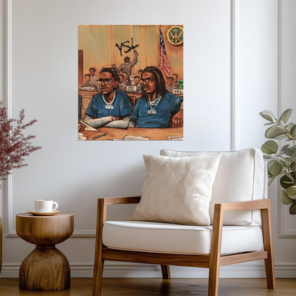Young Thug & Gunna YSL Trial | Courtroom Sketch Art | Free YSL Hip Hop Poster - Music Poster