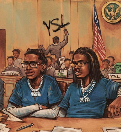 Young Thug & Gunna YSL Trial | Courtroom Sketch Art | Free YSL Hip Hop Poster - Music Poster