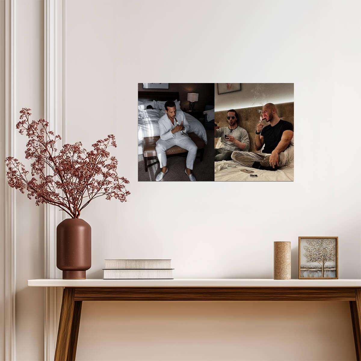 Andrew Tate & Tristan Tate Smoking Cigar | Influencer Photo Poster | Man Cave Decor - Celebrities Poster