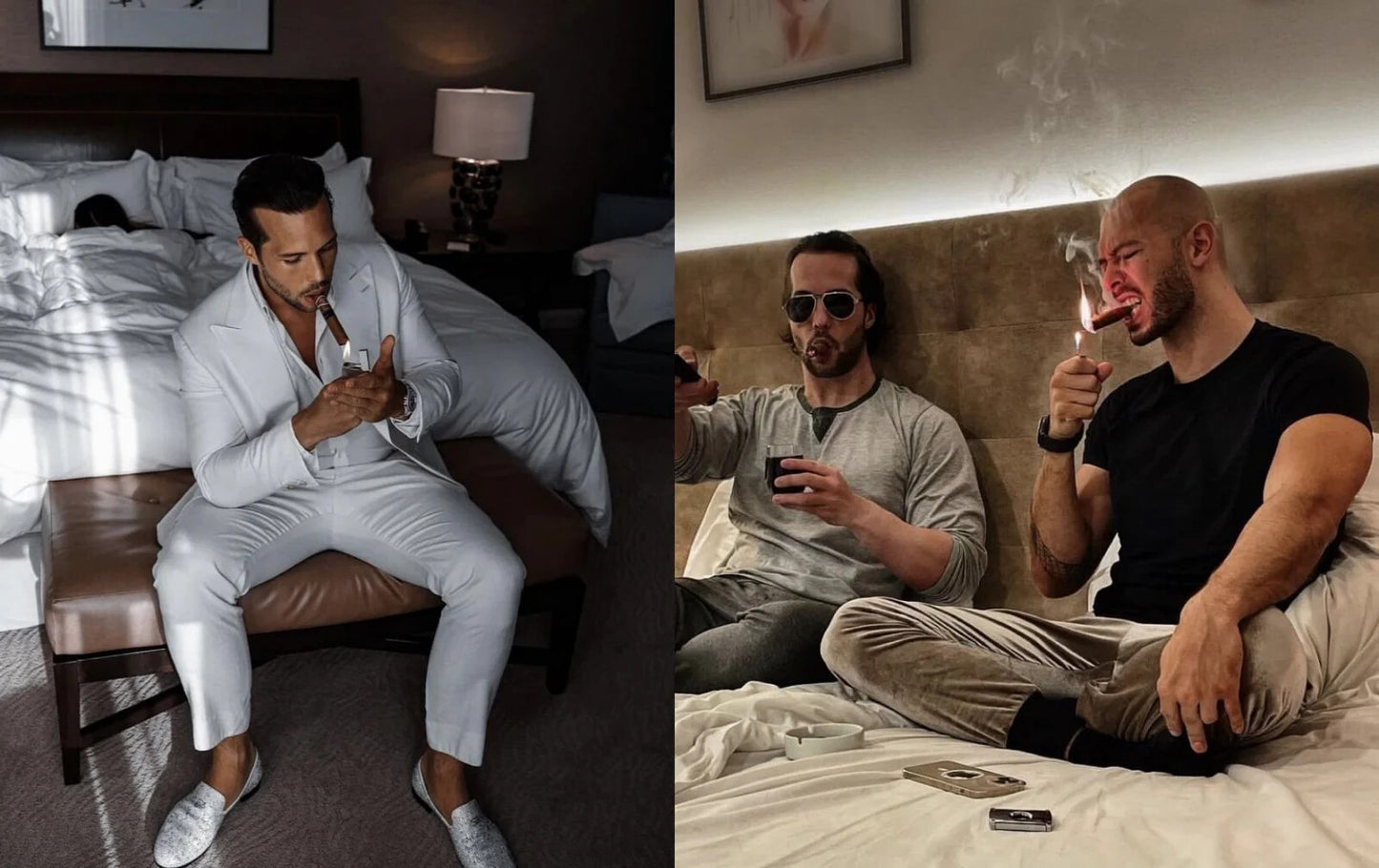 Andrew Tate & Tristan Tate Smoking Cigar | Influencer Photo Poster | Man Cave Decor - Celebrities Poster