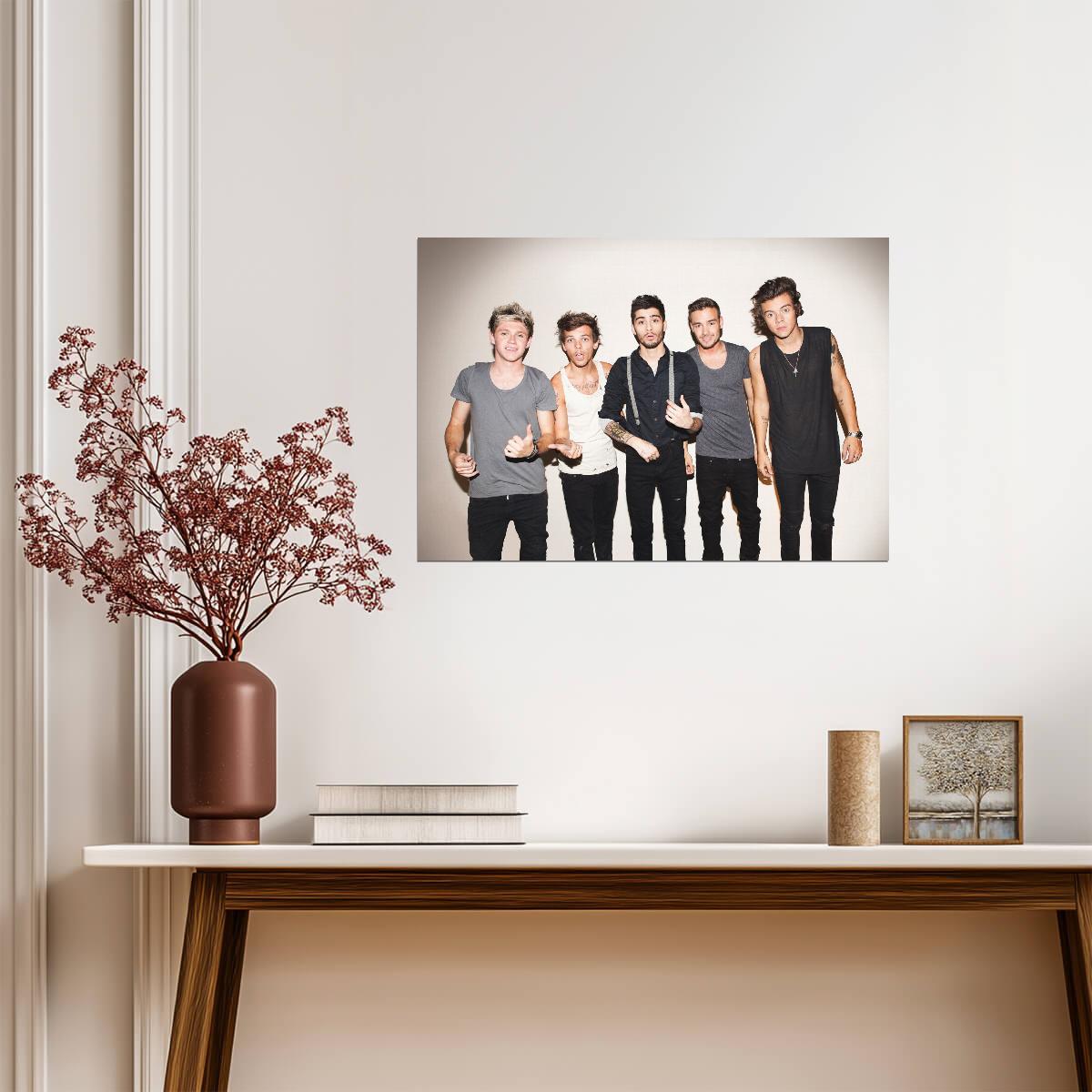 One Direction Studio Group Shot | Harry Styles & Zayn Malik | Boy Band Poster - Music Poster