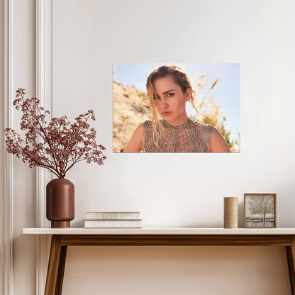 Miley Cyrus Crystal Mesh Top | Desert Portrait Photography | Pop Music Icon Poster - Music Poster