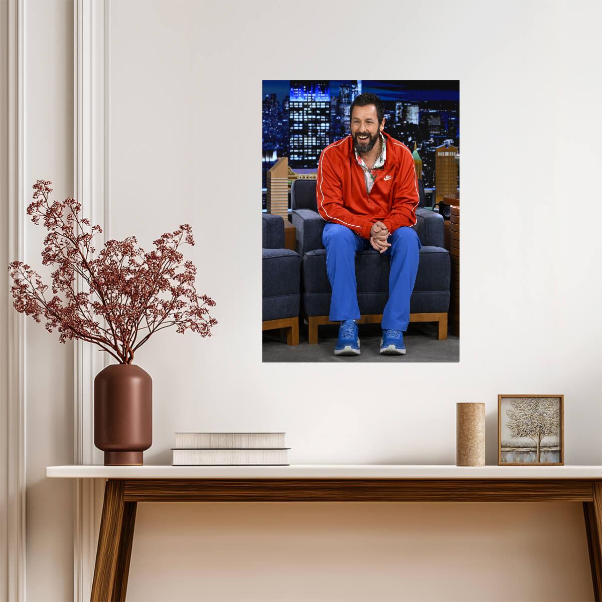 Adam Sandler Red Tracksuit | Actor Poster | Talk Show Photo - Celebrities Poster