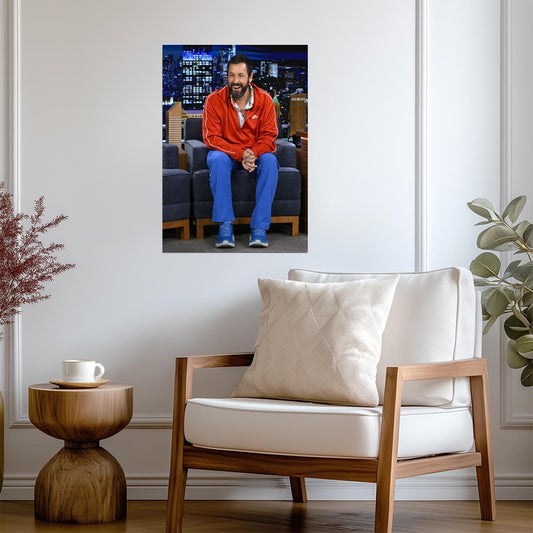 Adam Sandler Red Tracksuit | Actor Poster | Talk Show Photo - Celebrities Poster