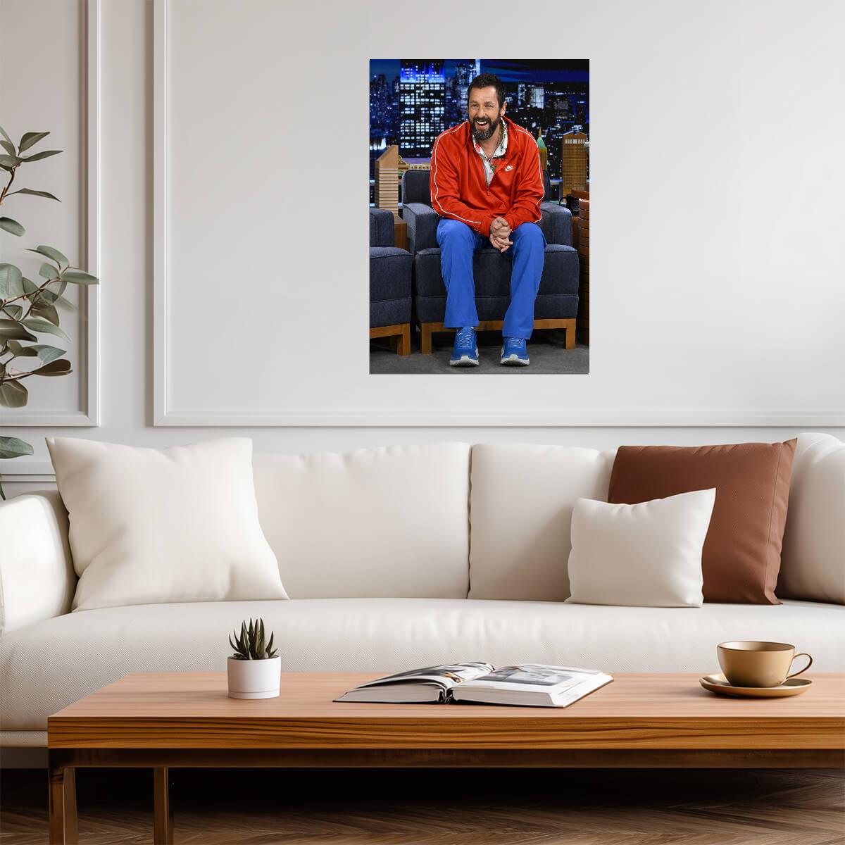 Adam Sandler Red Tracksuit | Actor Poster | Talk Show Photo - Celebrities Poster