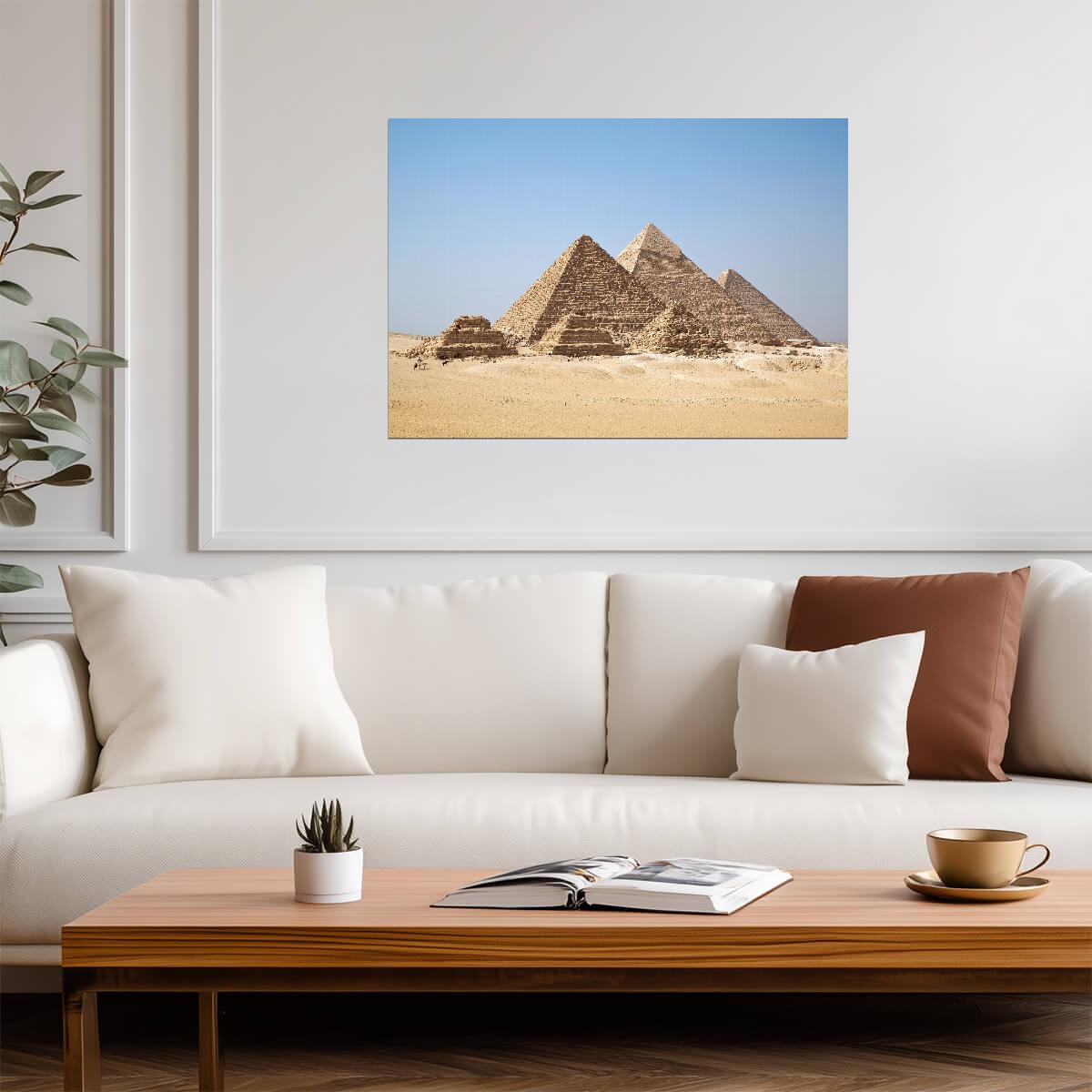 The Giza Pyramid Complex | Ancient Egypt Landmark Poster | Desert Landscape Photo - Photography Poster