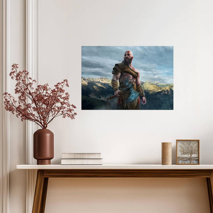 God of War Kratos with Leviathan Axe | Norse Mythology Game Poster | Gaming Room Decor - Video Games Poster