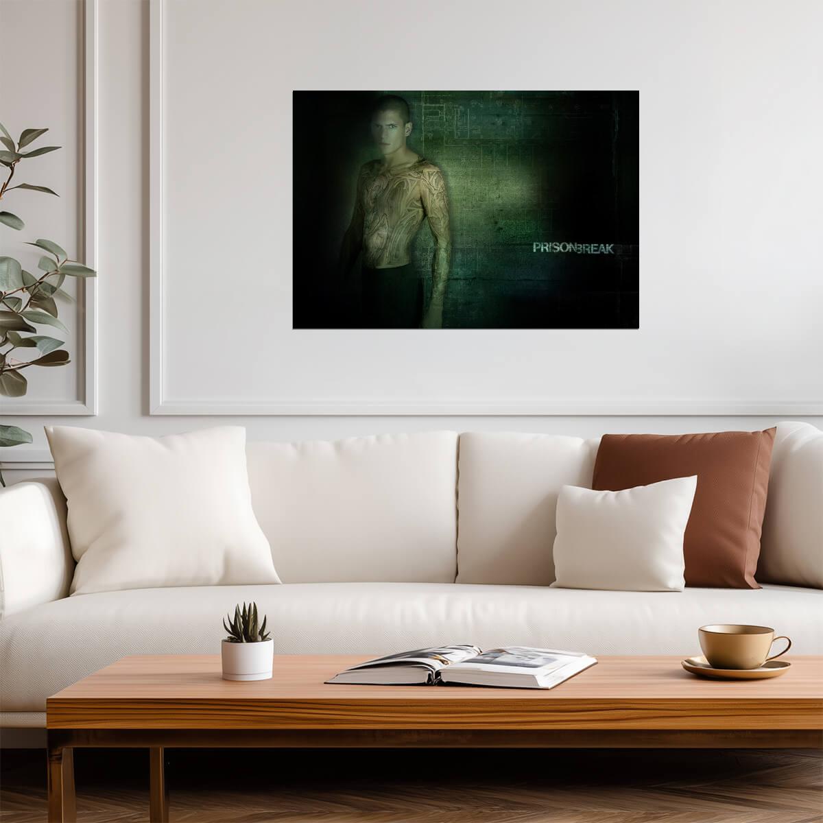 Prison Break Michael Scofield | Full Body Tattoo Key Art | Crime Drama Poster - Movies & TV Poster