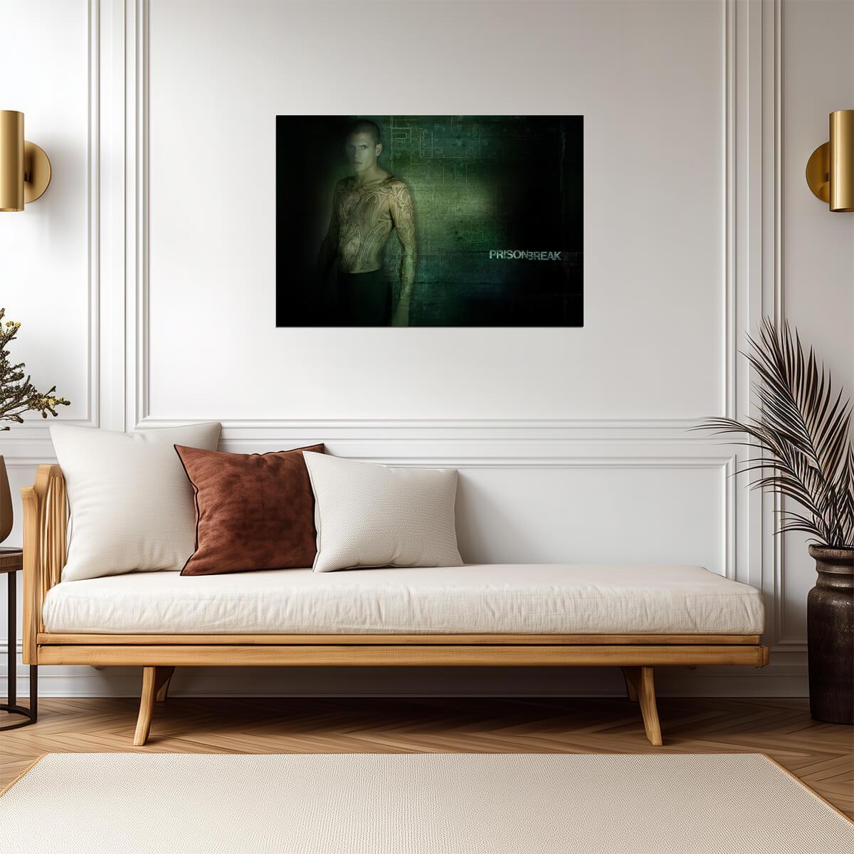 Prison Break Michael Scofield | Full Body Tattoo Key Art | Crime Drama Poster - Movies & TV Poster