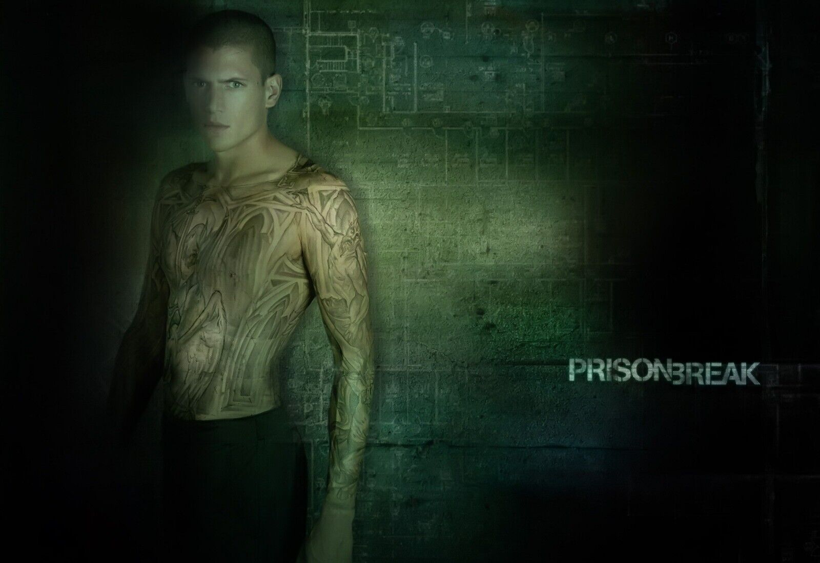 Prison Break Michael Scofield | Full Body Tattoo Key Art | Crime Drama Poster - Movies & TV Poster
