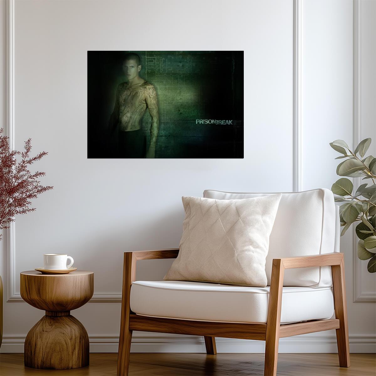 Prison Break Michael Scofield | Full Body Tattoo Key Art | Crime Drama Poster - Movies & TV Poster