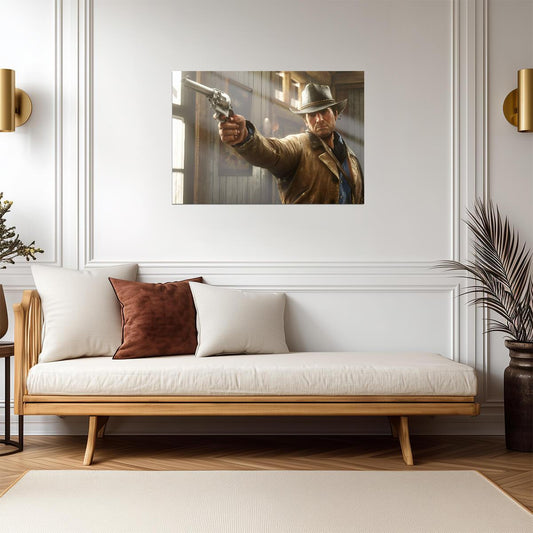 Red Dead Redemption 2 Arthur Morgan Aiming Revolver | Western Game Poster | Gift for Gamers - Video Games Poster