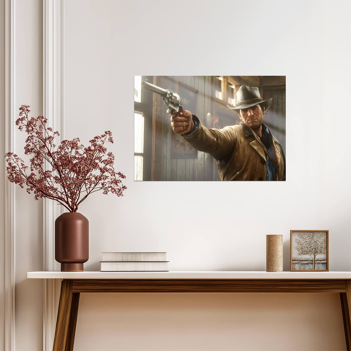 Red Dead Redemption 2 Arthur Morgan Aiming Revolver | Western Game Poster | Gift for Gamers - Video Games Poster