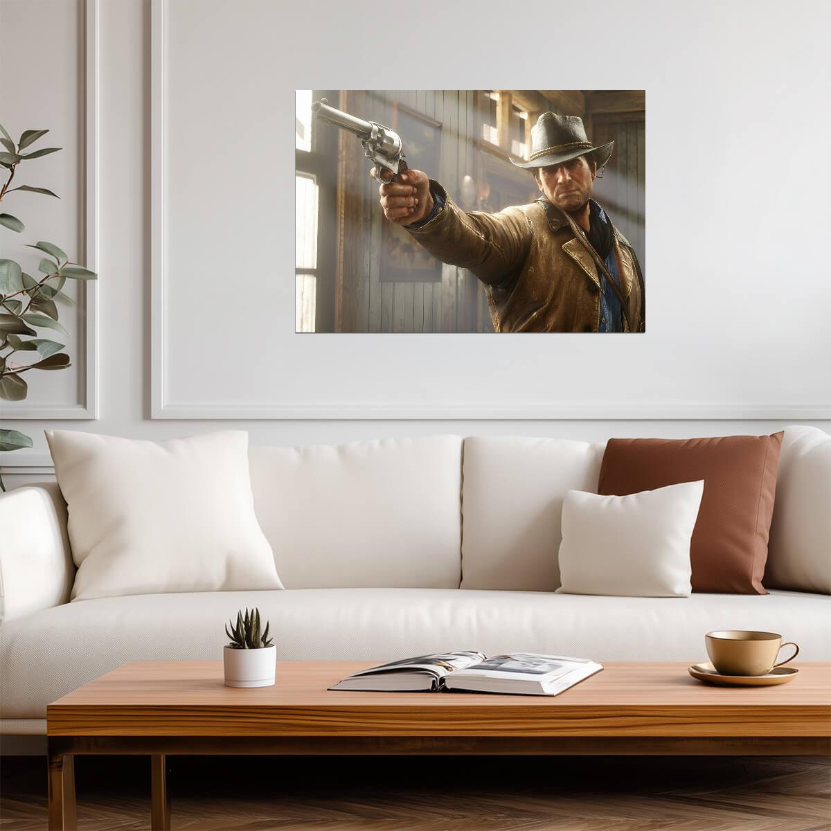 Red Dead Redemption 2 Arthur Morgan Aiming Revolver | Western Game Poster | Gift for Gamers - Video Games Poster