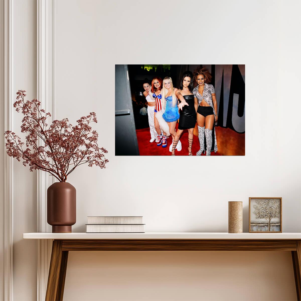 Spice Girls Red Carpet | Geri Halliwell Union Jack Outfit | 90s Pop Group Poster - Music Poster
