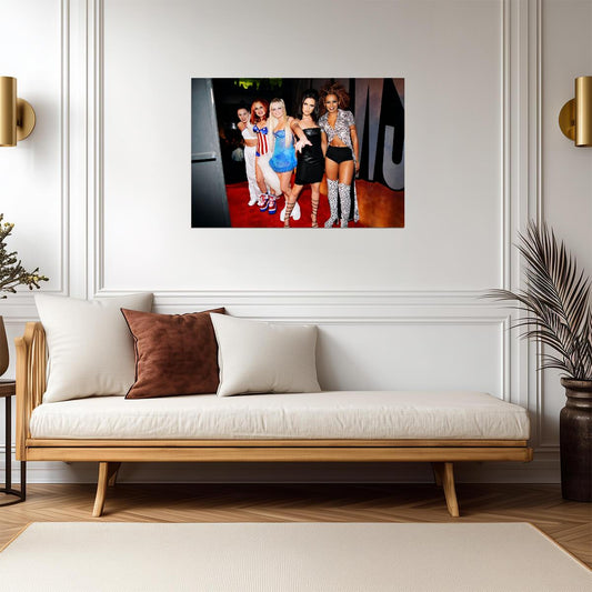 Spice Girls Red Carpet | Geri Halliwell Union Jack Outfit | 90s Pop Group Poster - Music Poster