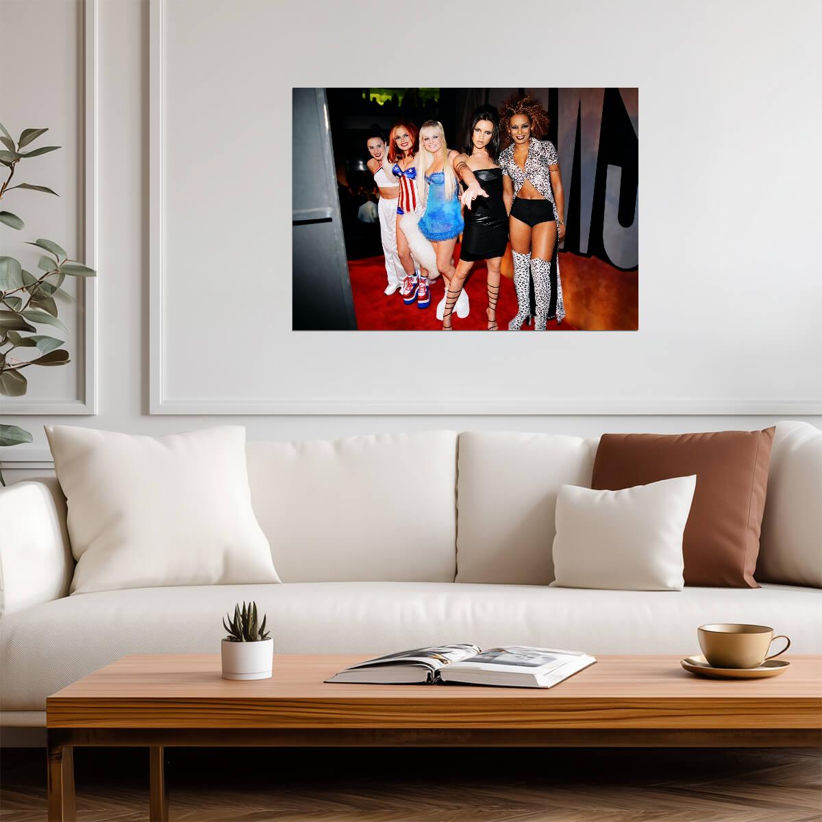 Spice Girls Red Carpet | Geri Halliwell Union Jack Outfit | 90s Pop Group Poster - Music Poster
