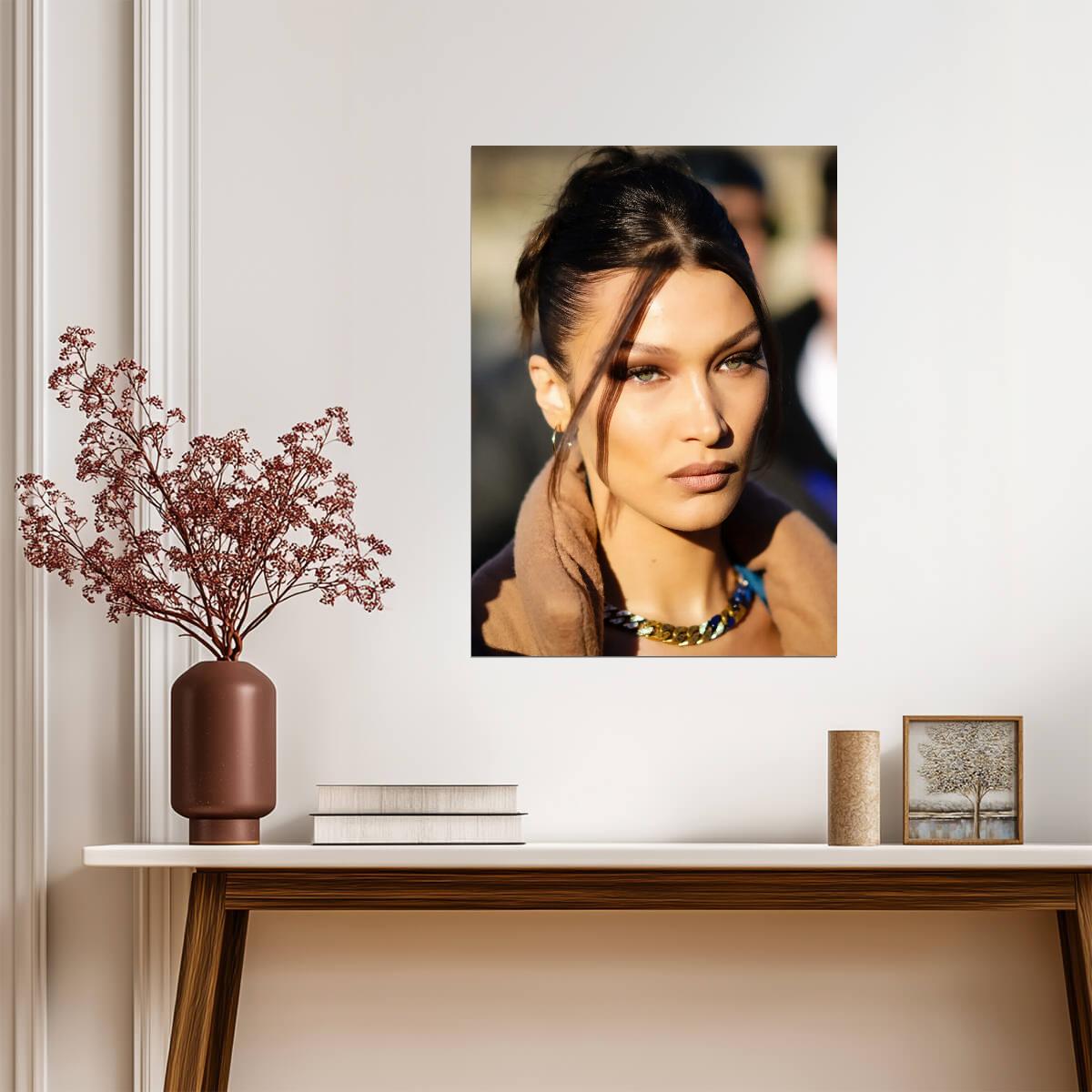 Bella Hadid Close-Up Portrait | Supermodel Photography Poster | Modern Fashion Wall Art - Celebrities Poster