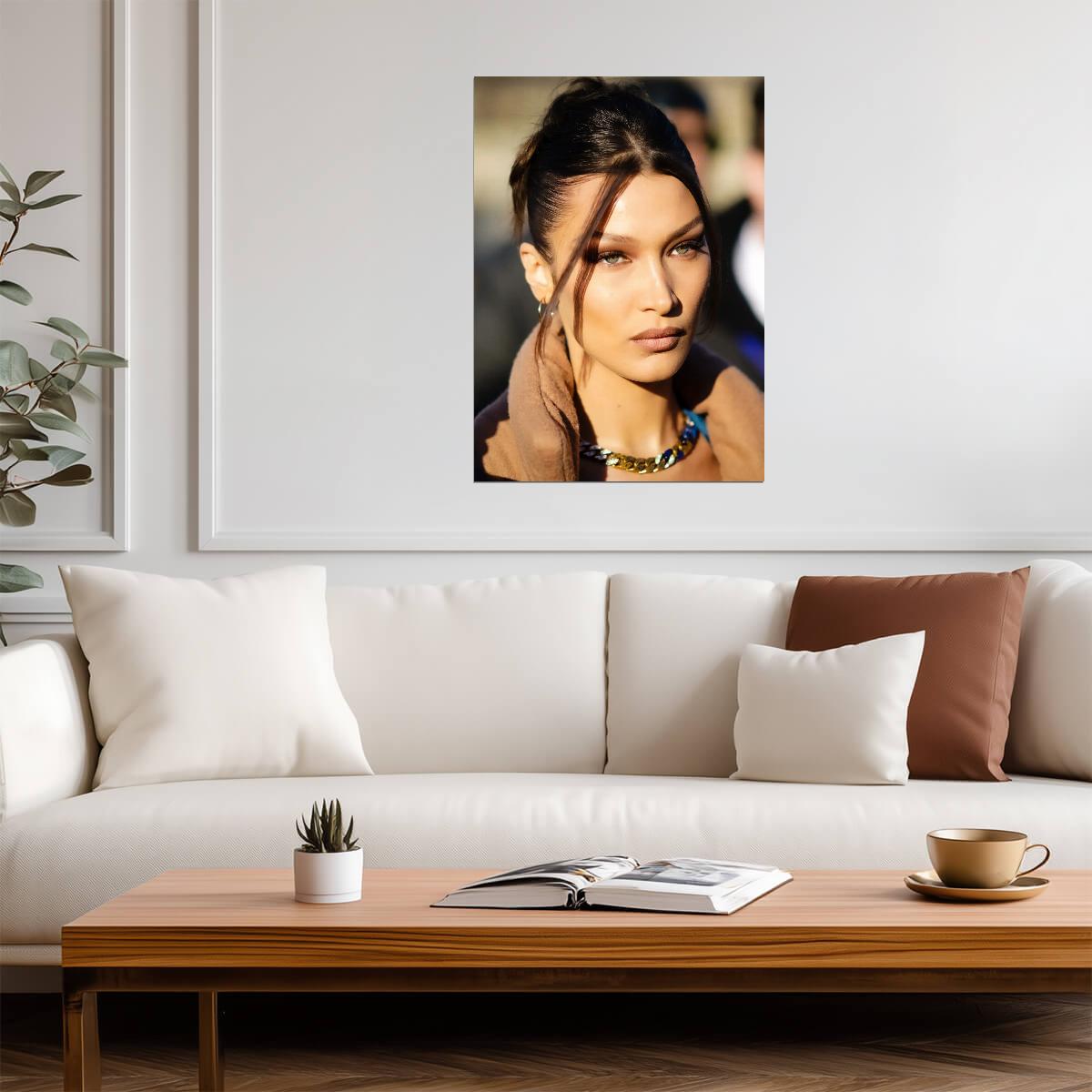 Bella Hadid Close-Up Portrait | Supermodel Photography Poster | Modern Fashion Wall Art - Celebrities Poster