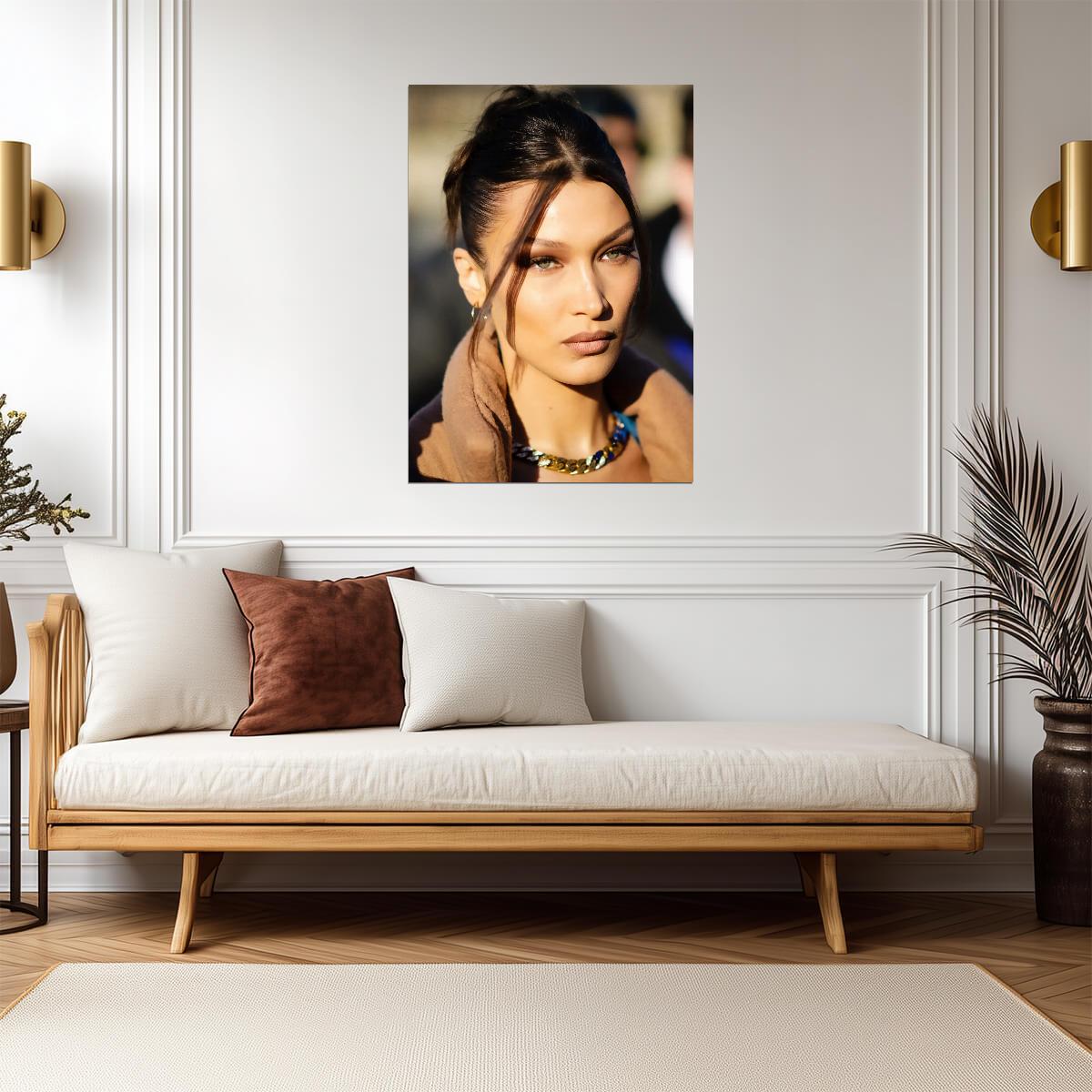 Bella Hadid Close-Up Portrait | Supermodel Photography Poster | Modern Fashion Wall Art - Celebrities Poster