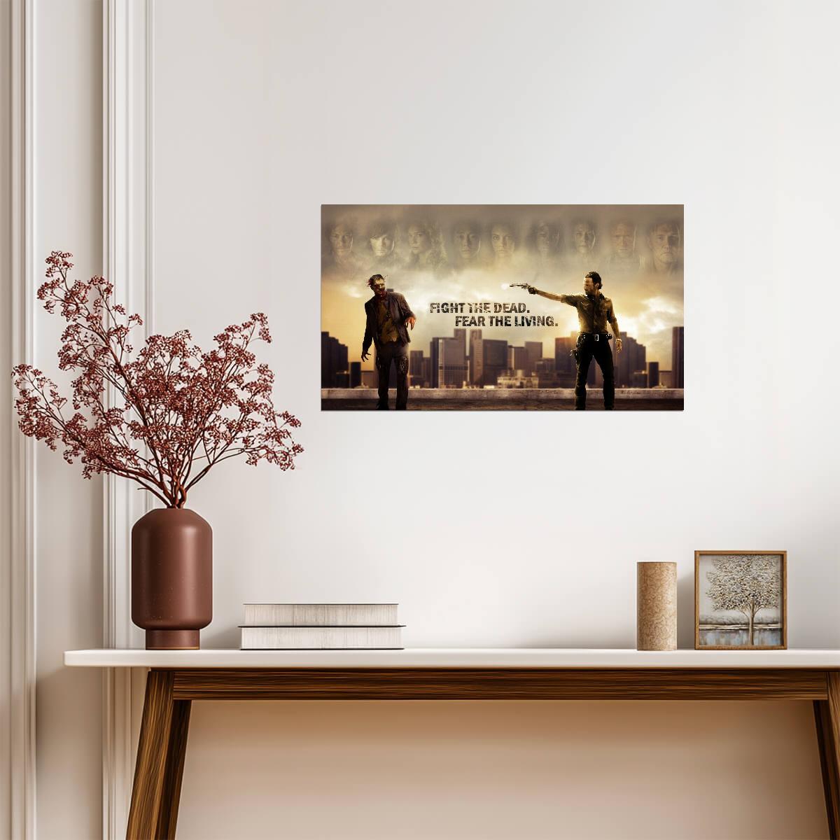 The Walking Dead Fight The Dead Fear The Living | Rick Grimes Key Art | Zombie TV Show Poster - Movies & TV Poster