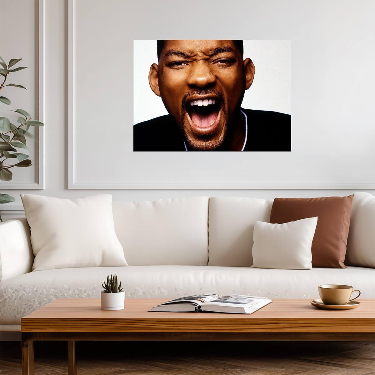 Will Smith Shouting Face | Close Up Portrait Photography | 90s Actor Poster - Celebrities Poster