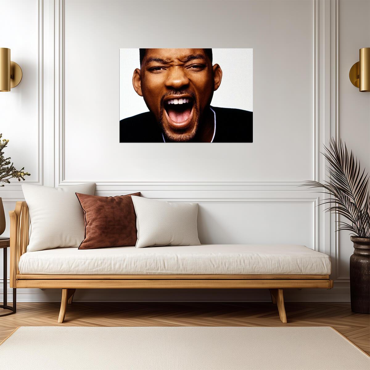 Will Smith Shouting Face | Close Up Portrait Photography | 90s Actor Poster - Celebrities Poster