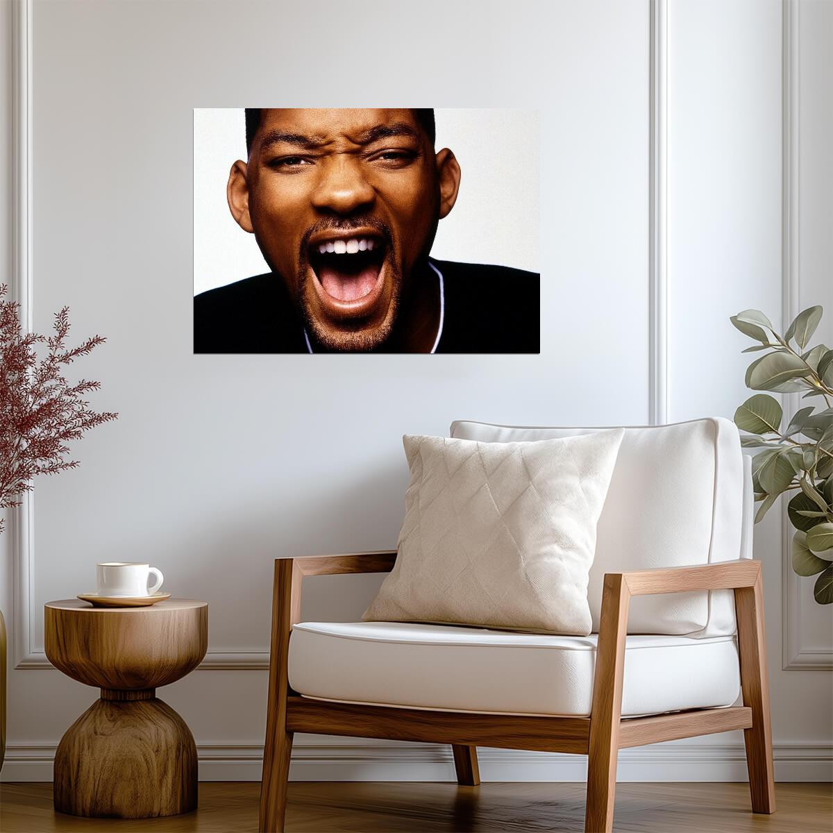 Will Smith Shouting Face | Close Up Portrait Photography | 90s Actor Poster - Celebrities Poster