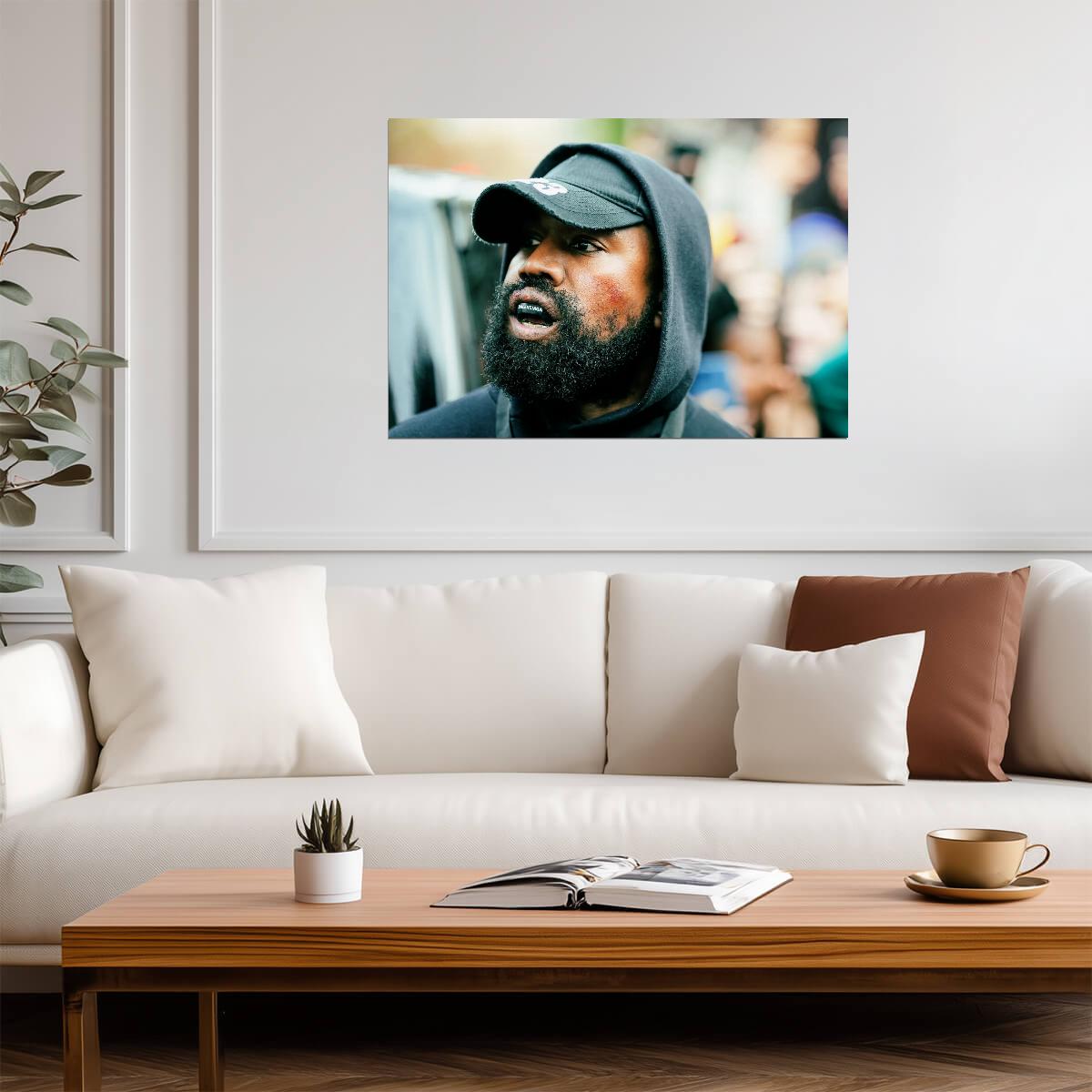Kanye West with Balenciaga Grillz | Hip Hop Star Poster | Music Celebrity Wall Art - Music Poster