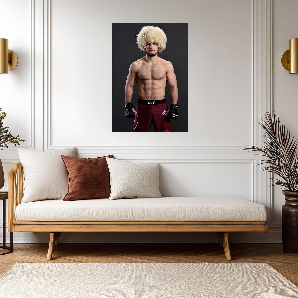 Khabib Nurmagomedov The Eagle in Papakha Hat | UFC Poster | MMA Legend Portrait - Sports Poster