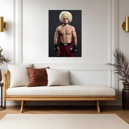 Khabib Nurmagomedov The Eagle in Papakha Hat | UFC Poster | MMA Legend Portrait - Sports Poster