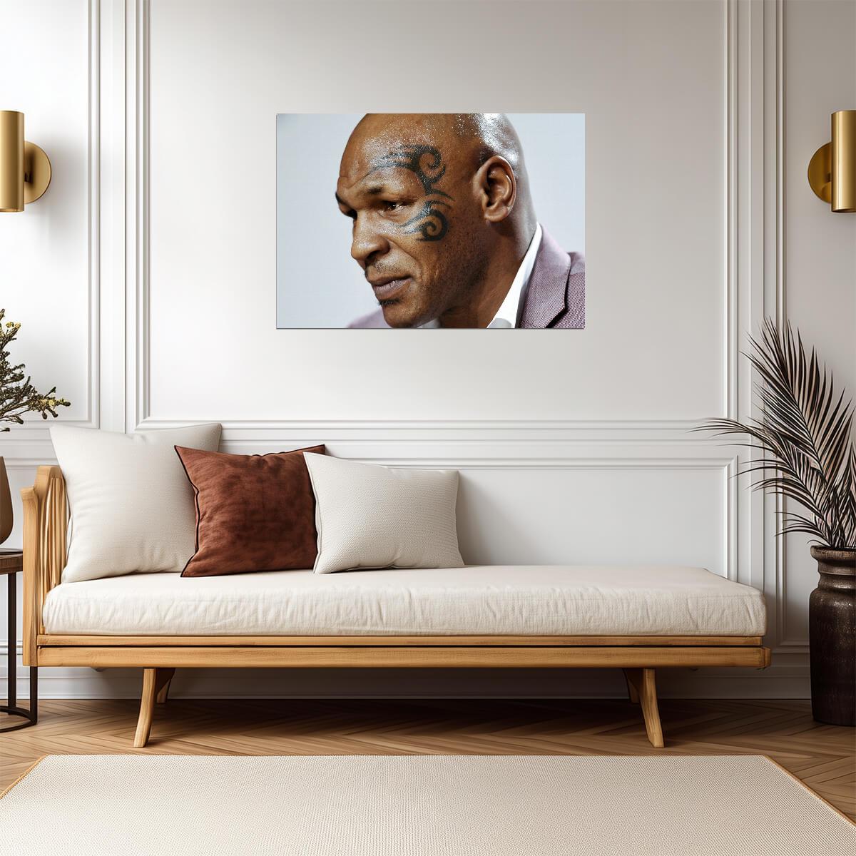 Mike Tyson Face Tattoo Close Up | Portrait Poster | Boxing Legend Wall Art - Sports Poster