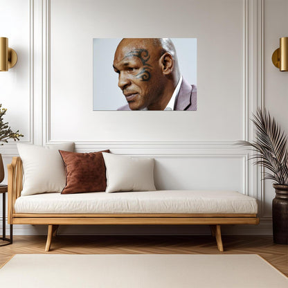 Mike Tyson Face Tattoo Close Up | Portrait Poster | Boxing Legend Wall Art - Sports Poster
