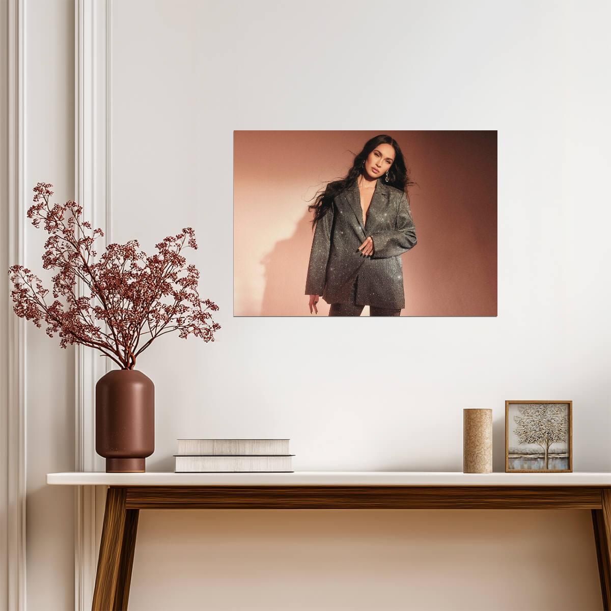 Megan Fox in Glitter Blazer | Modern Fashion Photoshoot | Celebrity Style Poster - Celebrities Poster