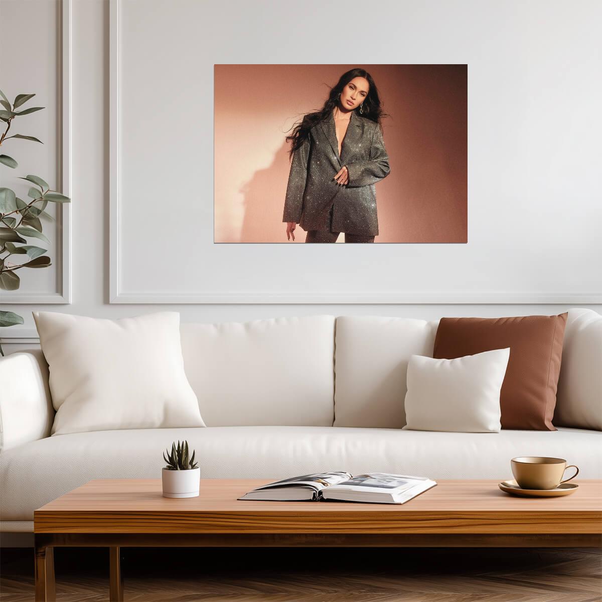 Megan Fox in Glitter Blazer | Modern Fashion Photoshoot | Celebrity Style Poster - Celebrities Poster