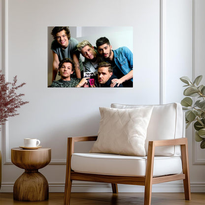 One Direction Casual Group Photo | Harry Styles & Bandmates | Pop Boy Band Poster - Music Poster