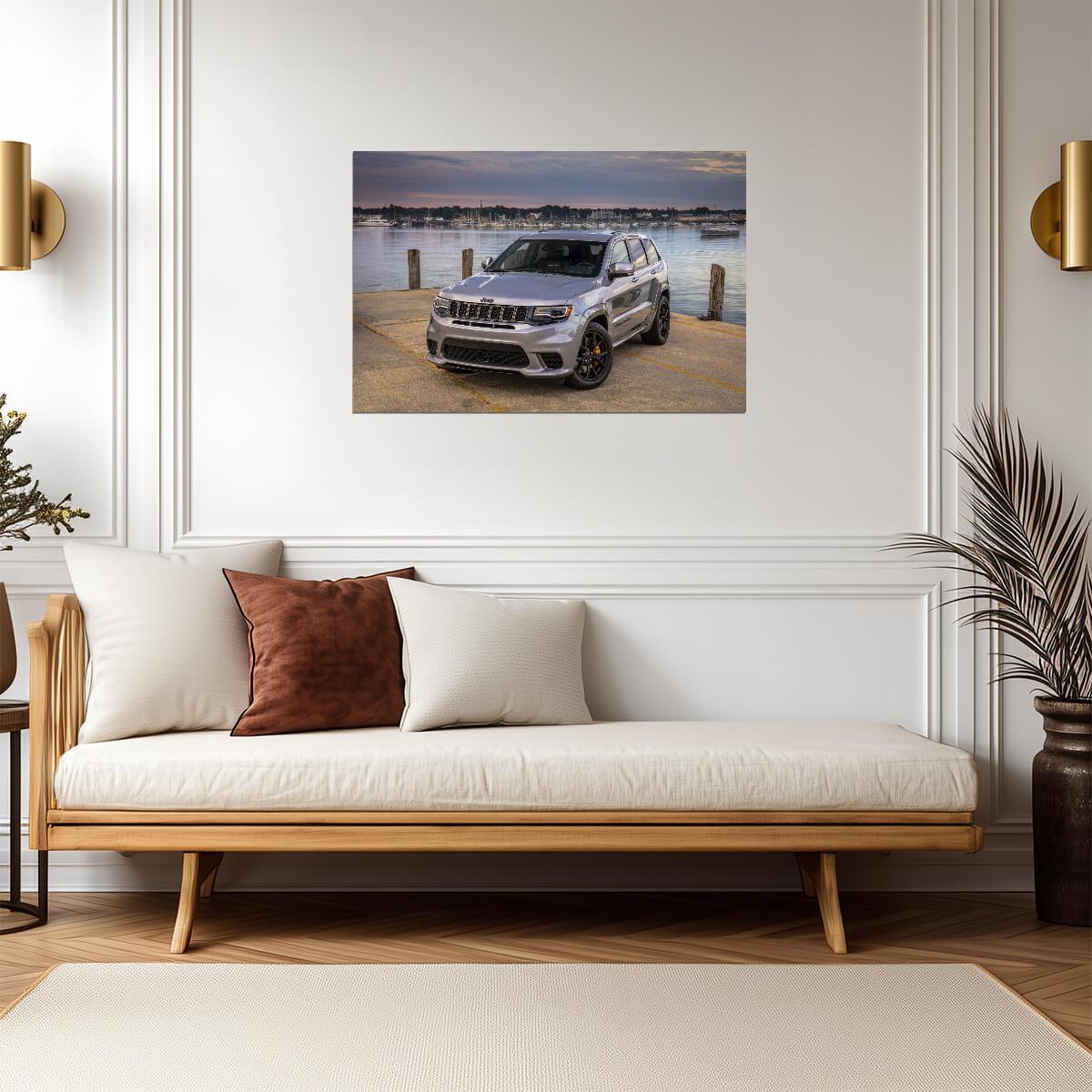 Jeep Grand Cherokee Trackhawk | Silver Supercharged SUV Poster | High Performance American 4x4 - Cars Poster