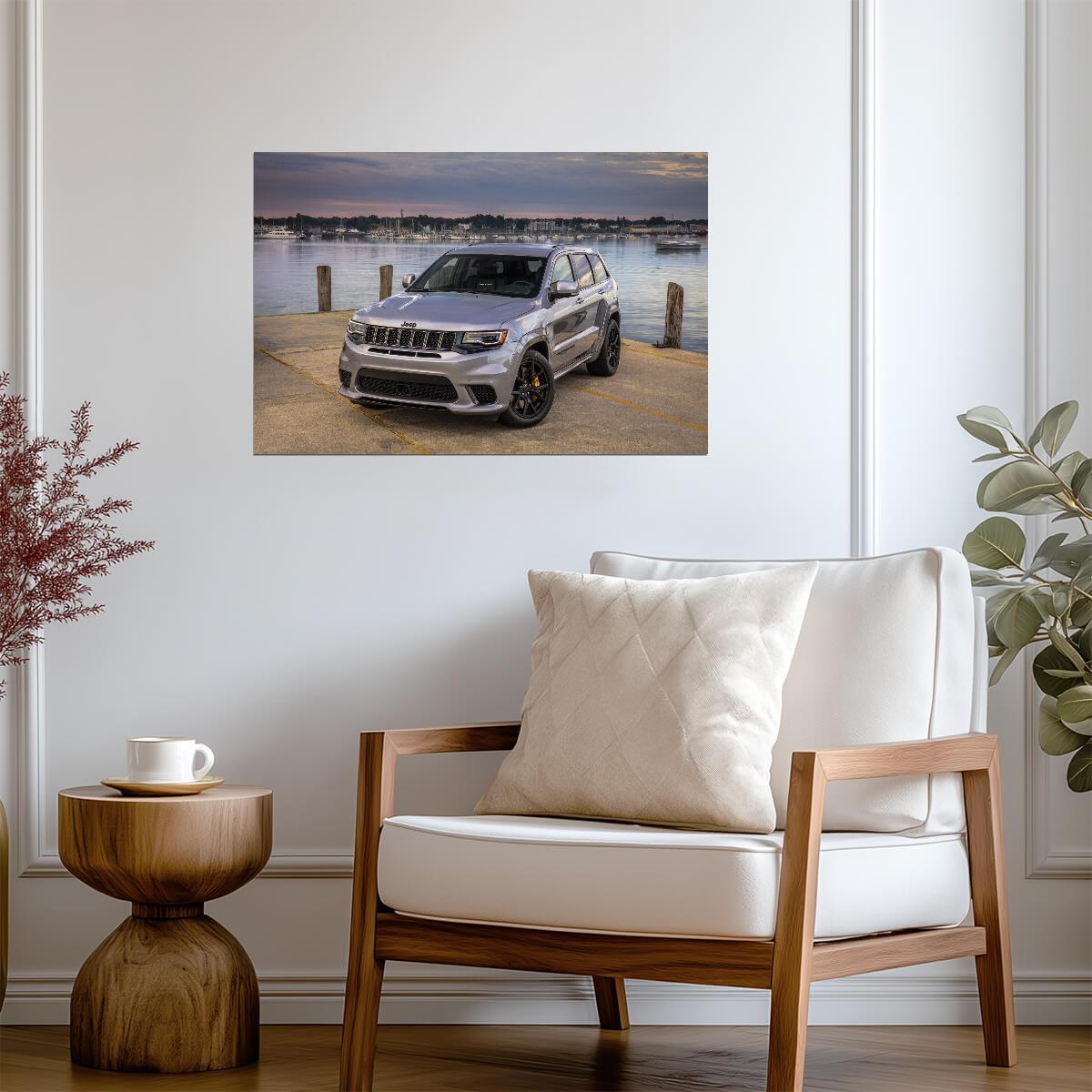 Jeep Grand Cherokee Trackhawk | Silver Supercharged SUV Poster | High Performance American 4x4 - Cars Poster