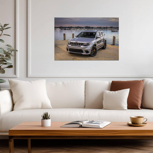 Jeep Grand Cherokee Trackhawk | Silver Supercharged SUV Poster | High Performance American 4x4 - Cars Poster