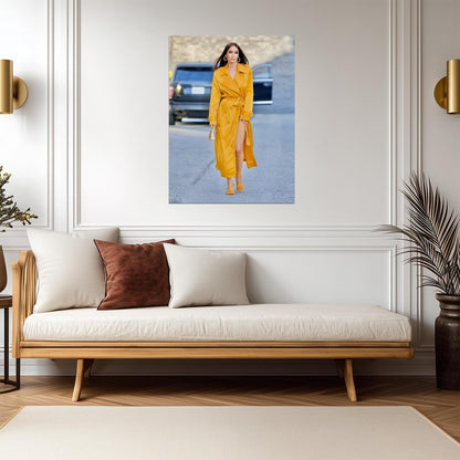Megan Fox Yellow Trench Coat | Celebrity Street Style Photo | Modern Fashion Poster - Celebrities Poster