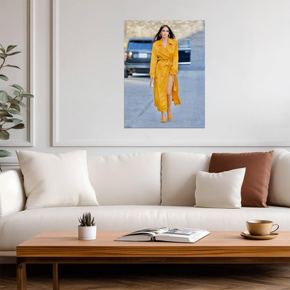 Megan Fox Yellow Trench Coat | Celebrity Street Style Photo | Modern Fashion Poster - Celebrities Poster