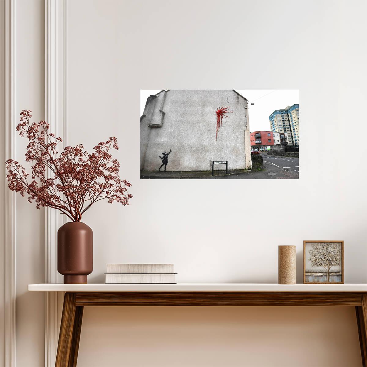 Banksy Valentine's Day Mural | Bristol Street Art Photo | Modern Graffiti Poster - Graphic & Art Poster