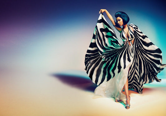 Nicki Minaj Blue Hair Zebra Dress | High Fashion Poster | Music Star Wall Art - Music Poster