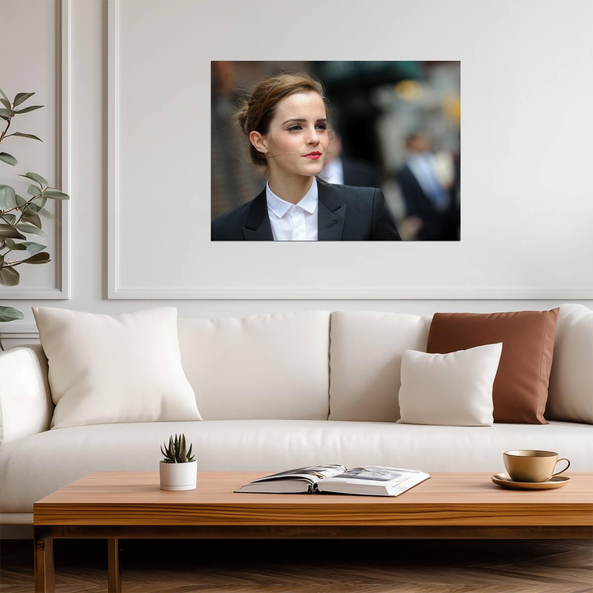 Emma Watson in Black Suit | Celebrity Style Photo | Modern Wall Art Poster - Celebrities Poster