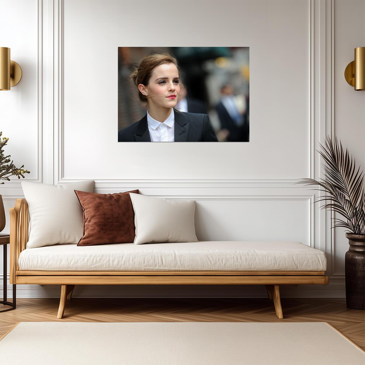 Emma Watson in Black Suit | Celebrity Style Photo | Modern Wall Art Poster - Celebrities Poster