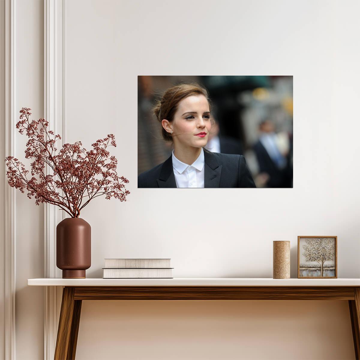 Emma Watson in Black Suit | Celebrity Style Photo | Modern Wall Art Poster - Celebrities Poster