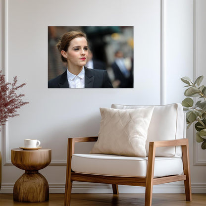 Emma Watson in Black Suit | Celebrity Style Photo | Modern Wall Art Poster - Celebrities Poster